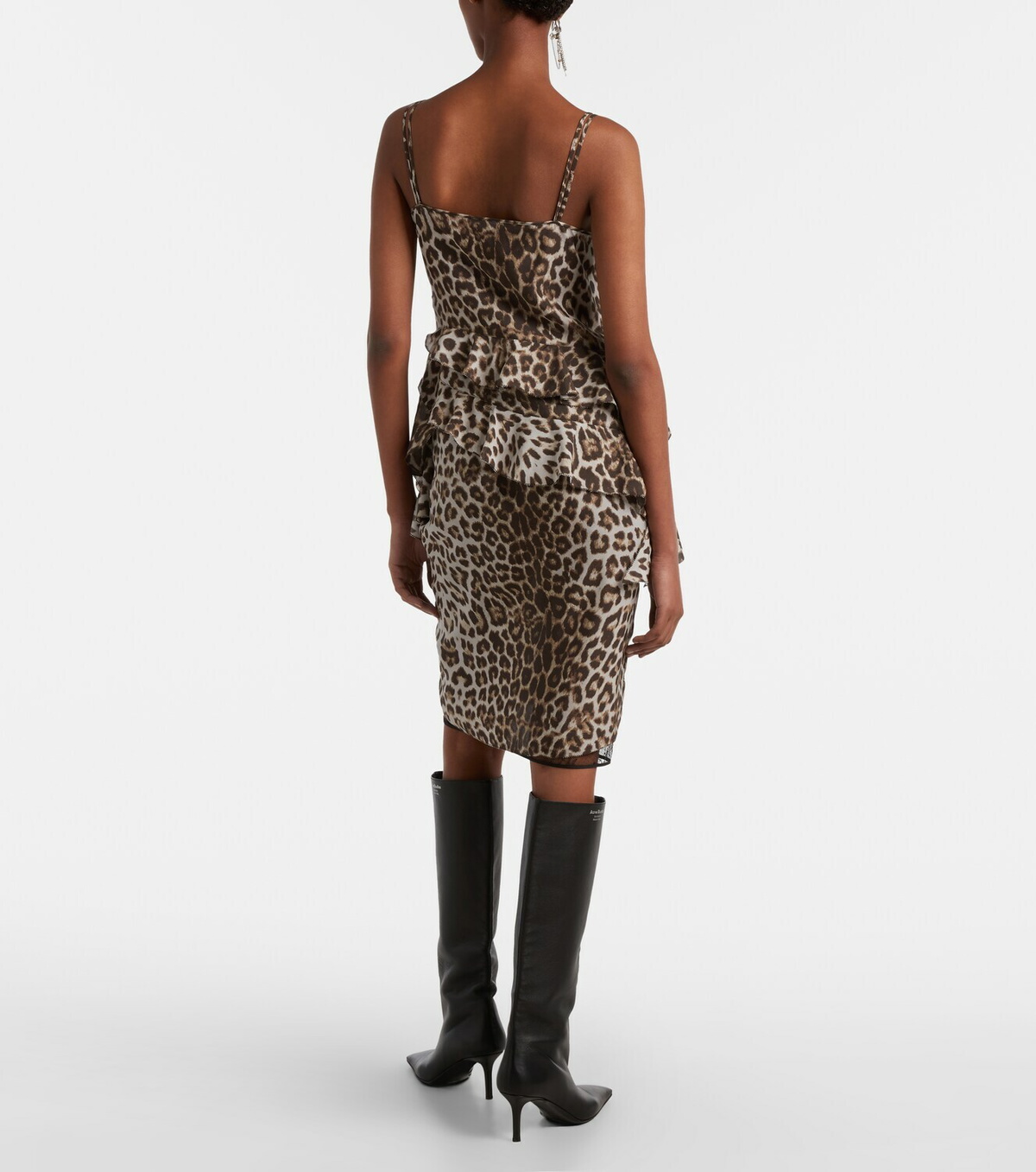 Jacques Wei Leopard-print silk lace midi skirt