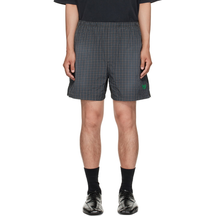 Photo: Balenciaga Black & Blue Technical Check Boxer Shorts