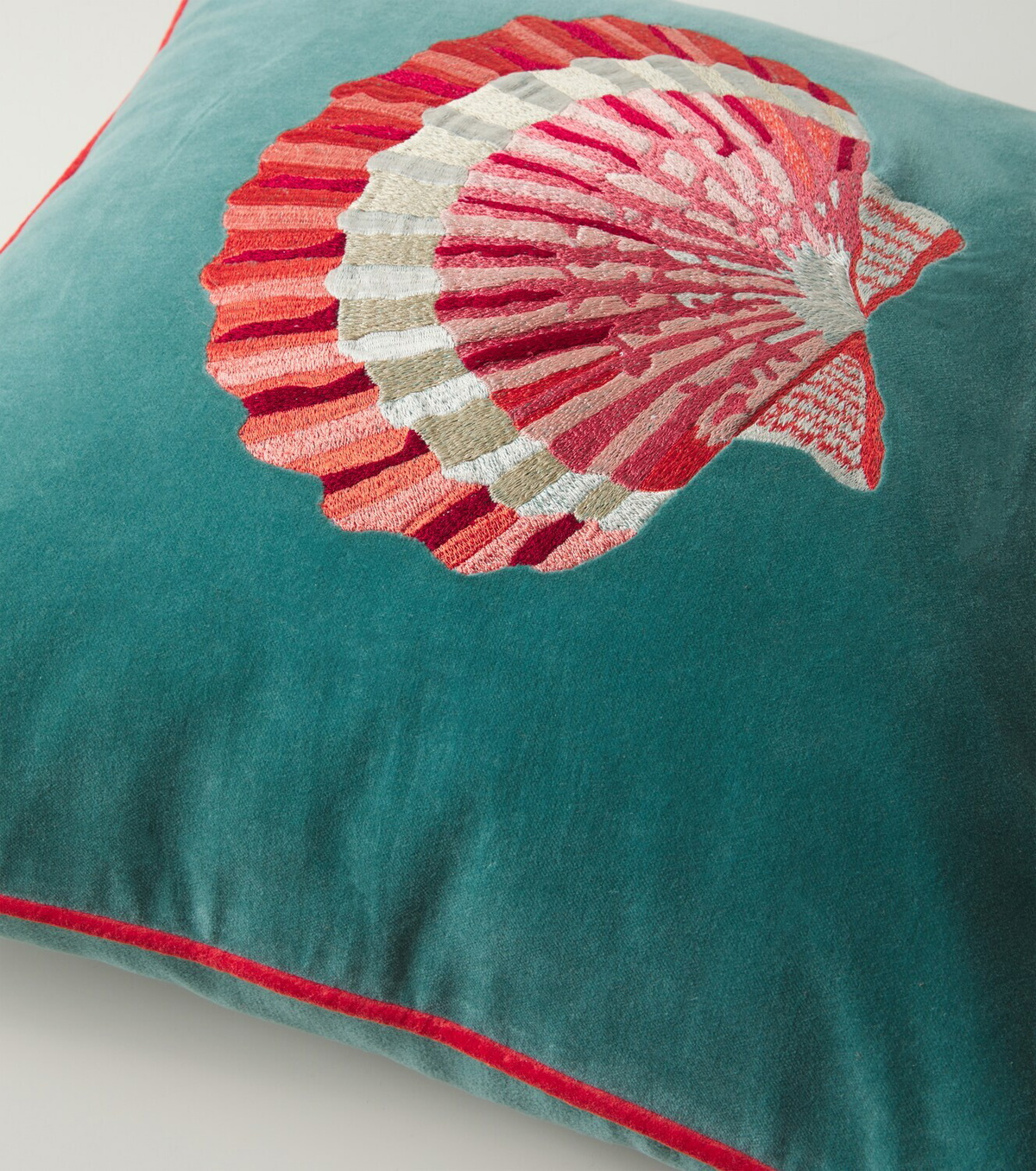 Les-Ottomans Embroidered cotton velvet cushion