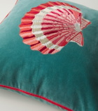 Les-Ottomans Embroidered cotton velvet cushion