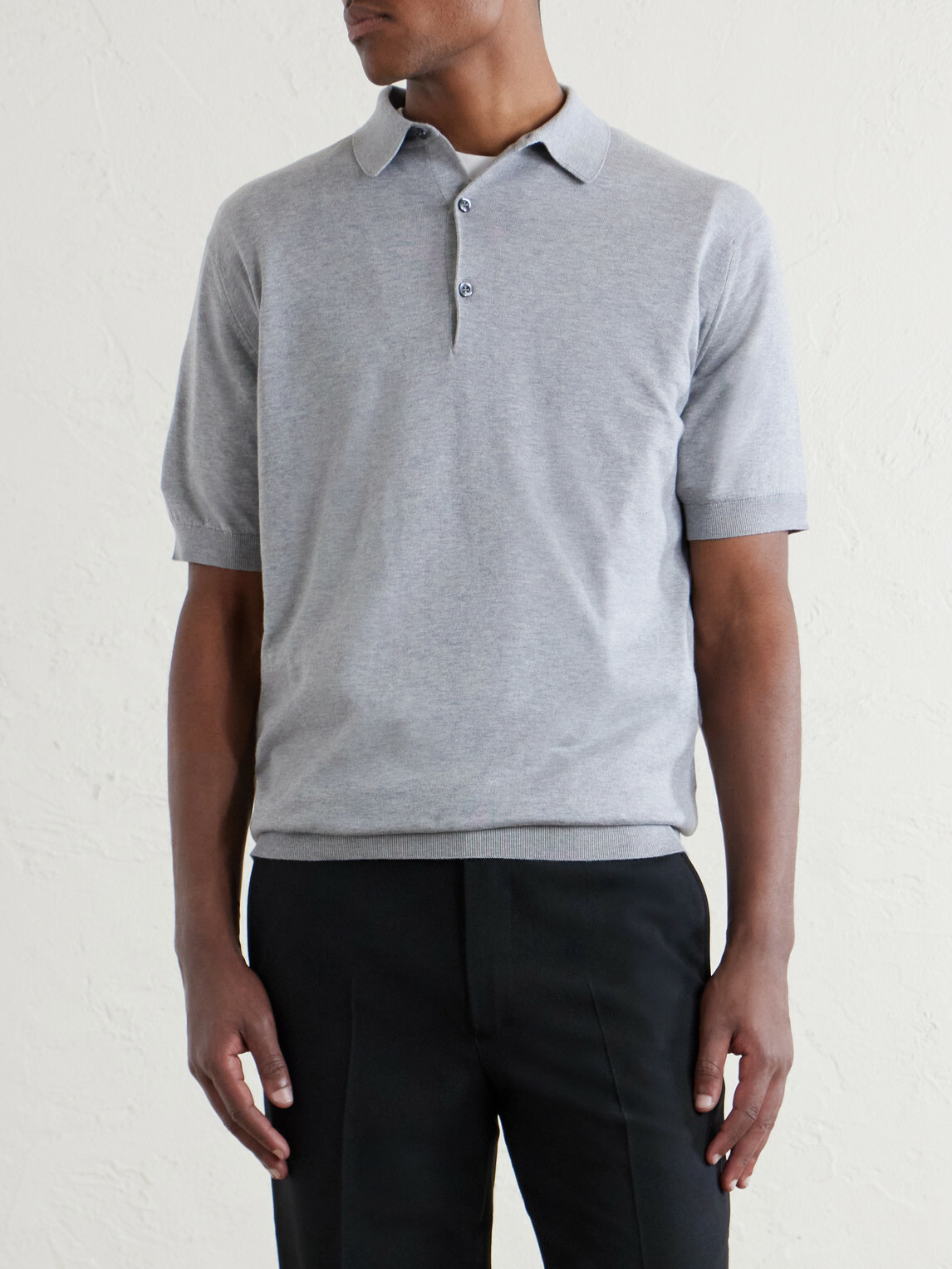 John Smedley - Adrian Slim-Fit Sea Island Cotton Polo Shirt - Gray