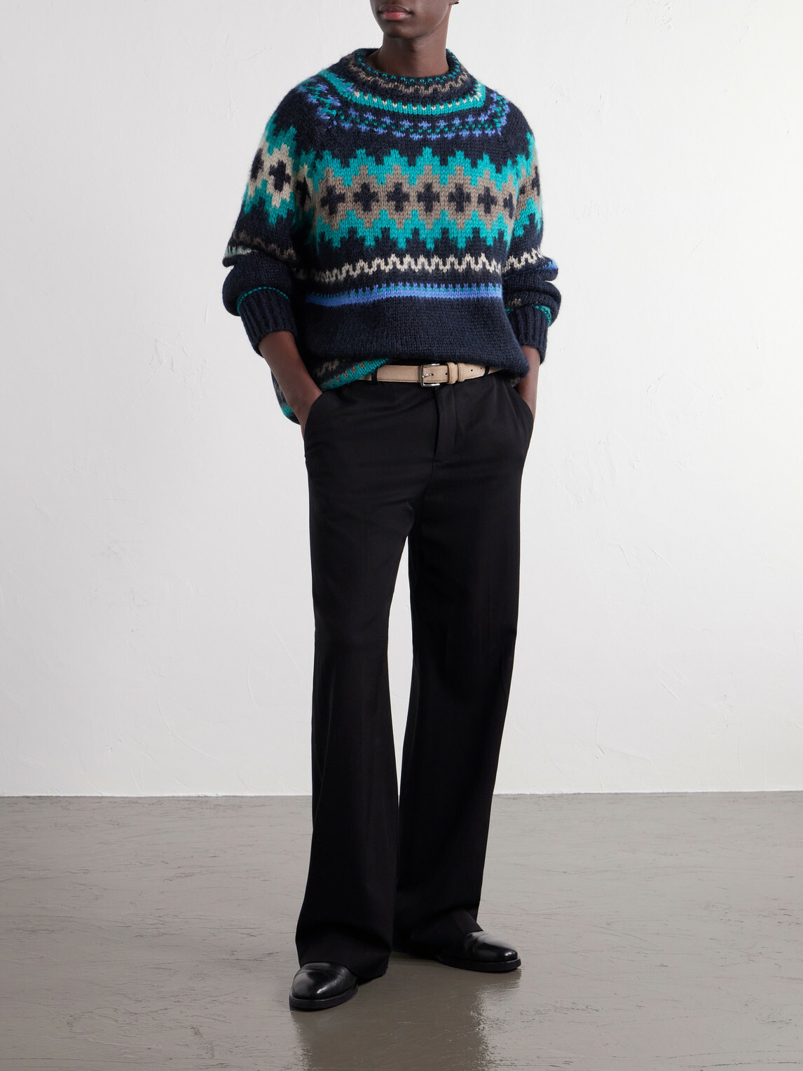 Paul Smith - Fair Isle Intarsia-Knit Wool and Alpaca-Blend Sweater - Blue