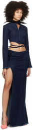 Jade Cropper Navy Hook-Eye Denim Maxi Skirt