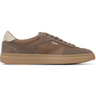 BOSS Tan Suede Trims Lace-Up Sneakers