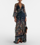 Etro Paisley tiered silk chiffon gown