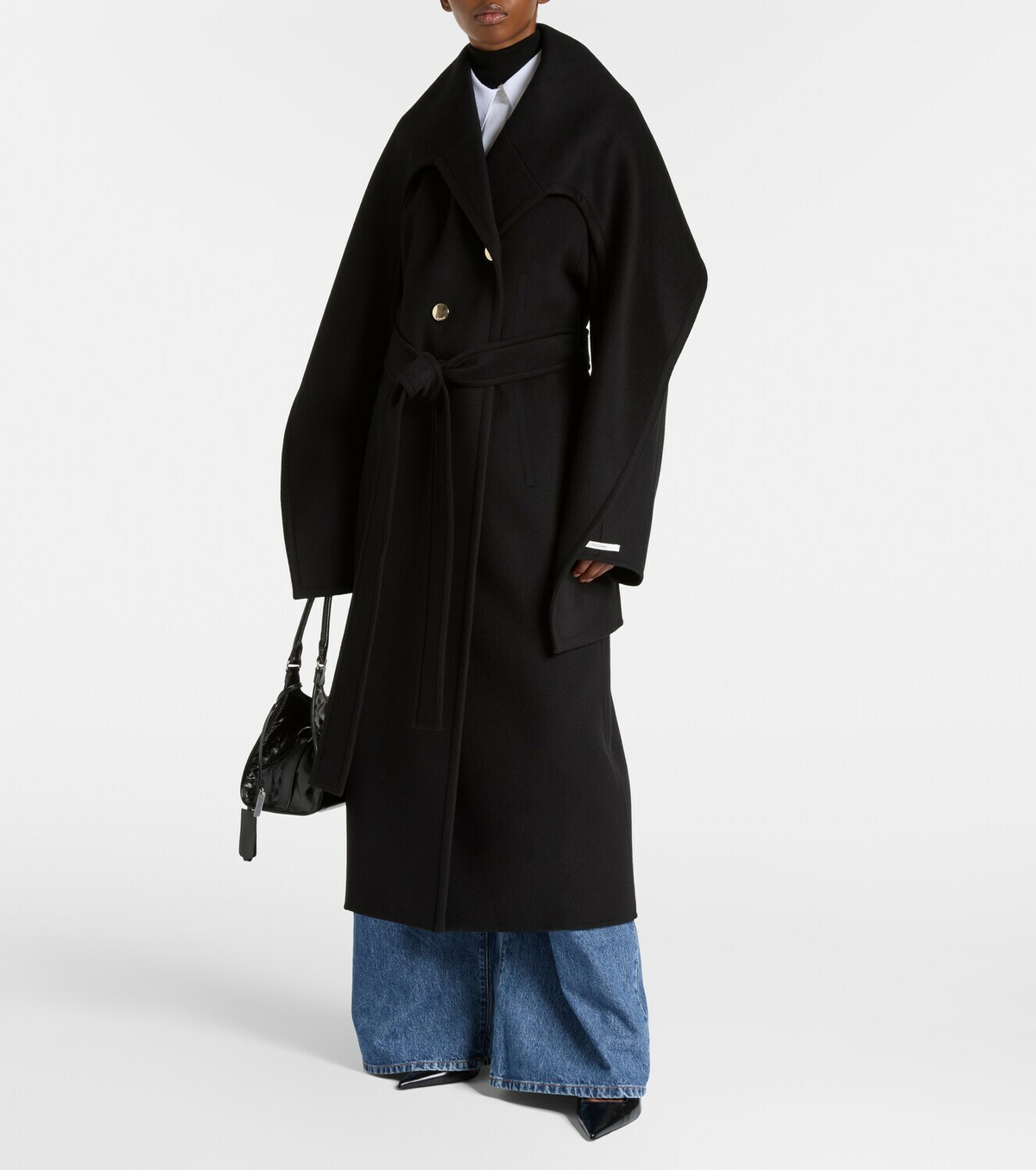 Sportmax Baldo scarf-detail virgin wool coat