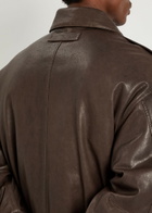 Calvin Klein Quilted Leather Jacket Brown