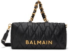 Balmain Black Quilted Nylon Diamond Travel Duffle Bag