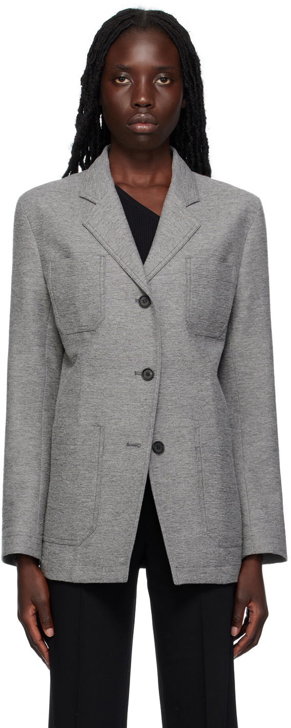 TOTEME Gray Notched Lapel Blazer Toteme