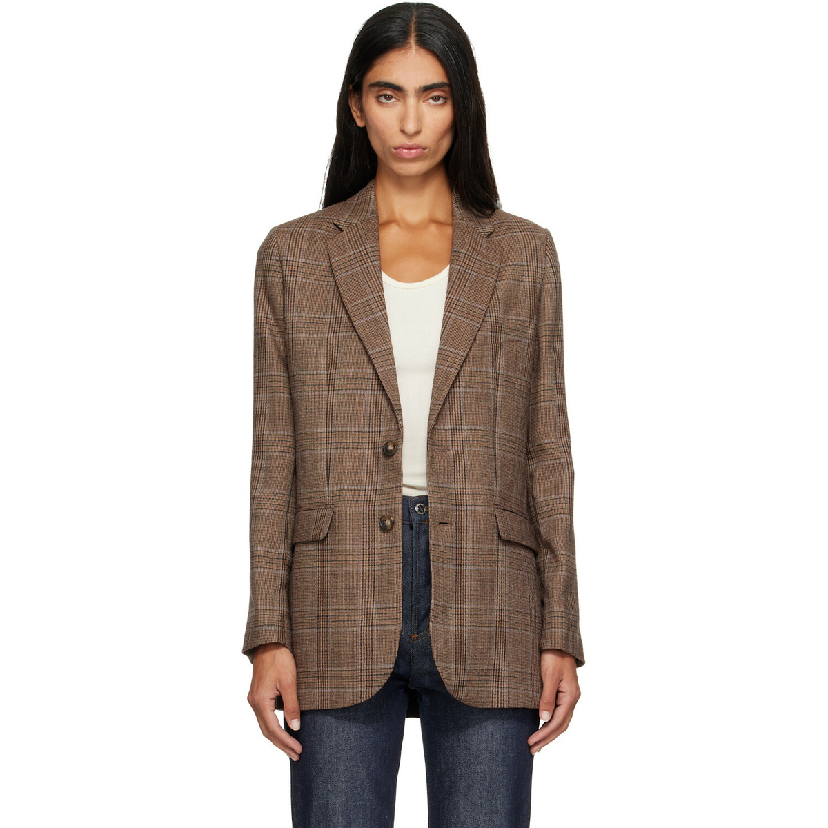 A.P.C. Brown Check Wool Blazer