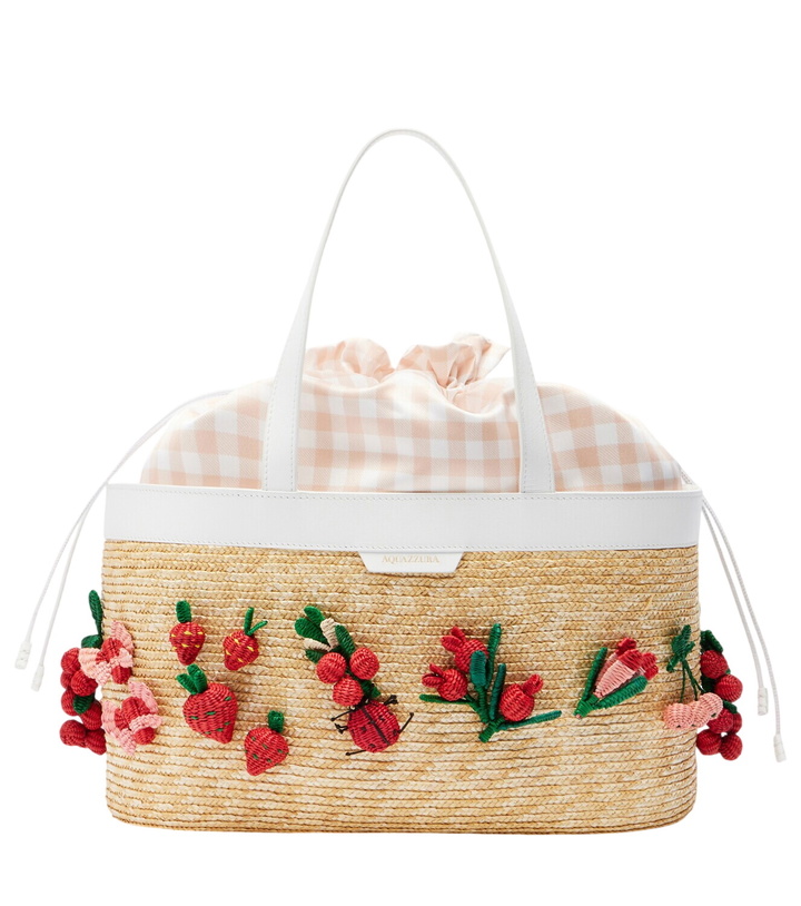 Photo: Aquazzura Botanica Medium raffia tote bag