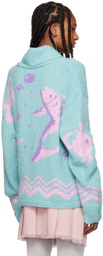 Anna Sui Blue & Pink Seashore Cardigan