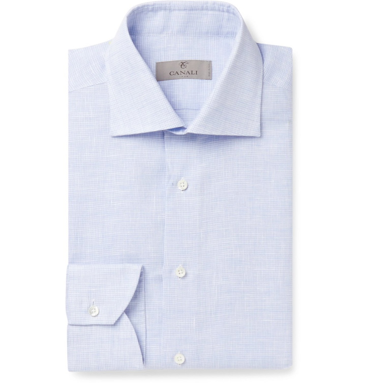 Photo: Canali - Striped Linen Shirt - Blue