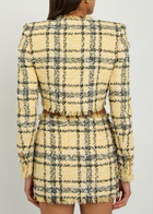 Balmain Checked Tweed Cropped Jacket Multicoloured
