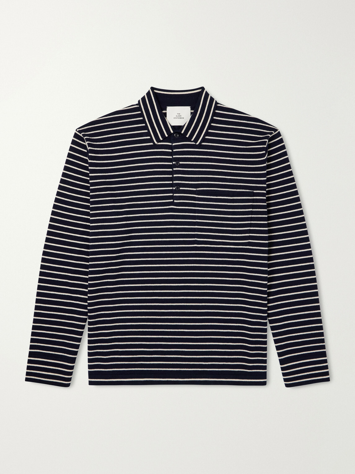 The Elder Statesman - Striped Cashmere Polo Shirt - Blue