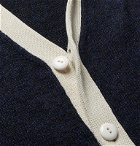 J.Press - Logo-Flocked Contrast-Trimmed Linen and Cotton-Blend Cardigan - Blue