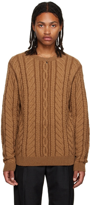 Photo: Guest in Residence Tan True Cable Sweater