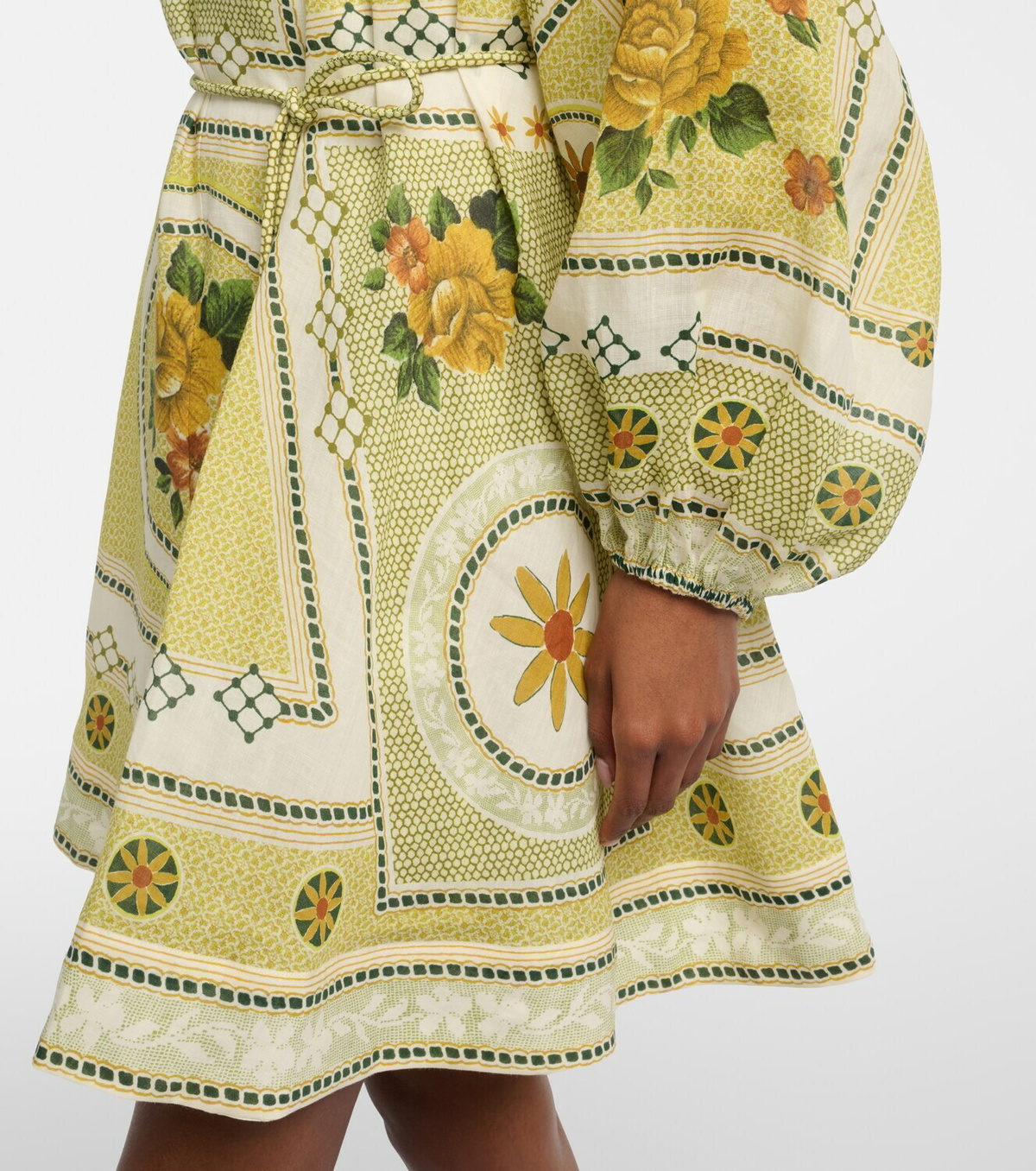 Alémais Dixie belted printed ramie minidress