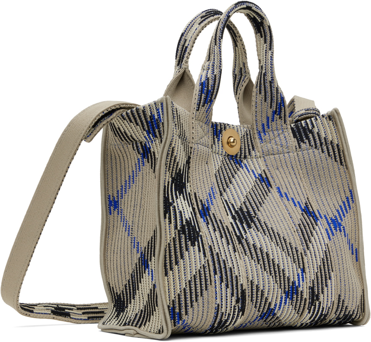 Burberry Beige Mini Check Knitted Tote