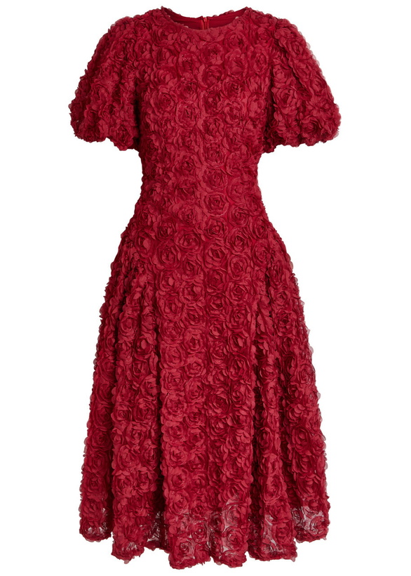 Photo: Sister Jane Cabaret Floral-appliquéd Tulle Midi Dress Red