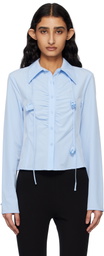 Kijun Blue Corsage Shirring Shirt