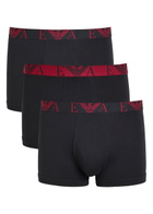 Emporio Armani Logo-jacquard Stretch-cotton Boxers set of Three Black