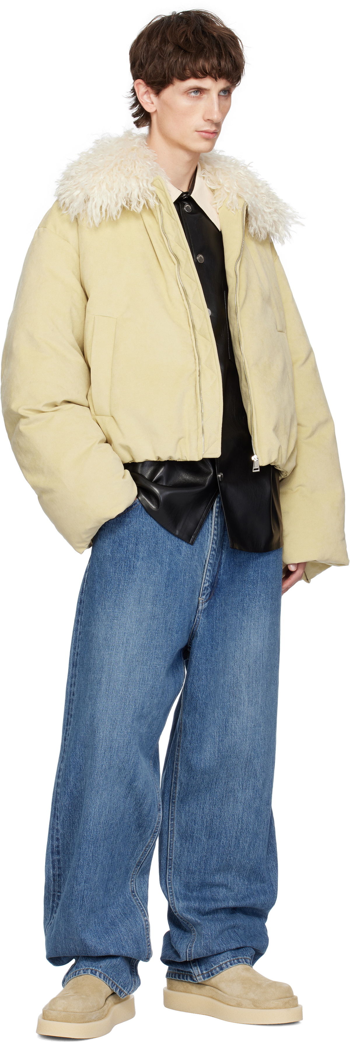 Nanushka Beige Zacharie Faux-Suede Puffer Jacket
