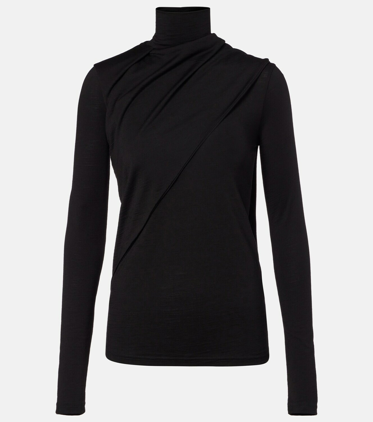 Róhe Scarf-detail wool jersey top
