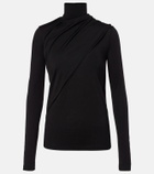 Róhe Scarf-detail wool jersey top