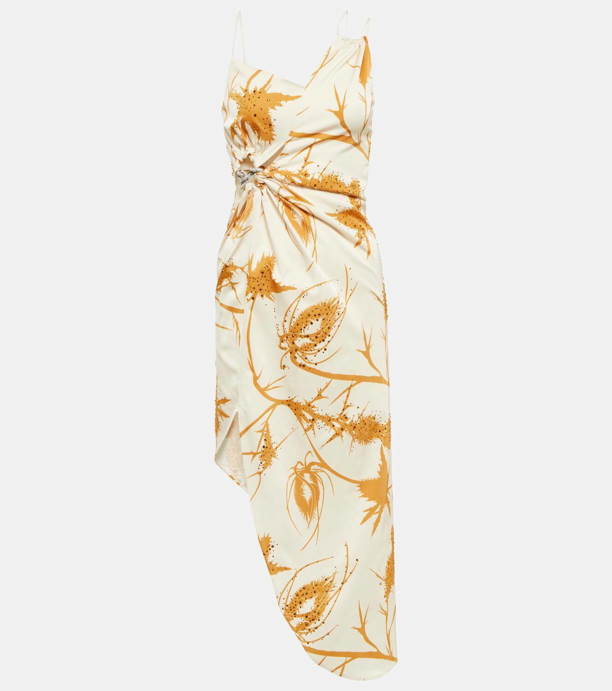 asymmetric printed midi dress ASYMMETRIC PRINTED MIDI DRESS
