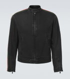 Gucci Web Stripe denim biker jacket