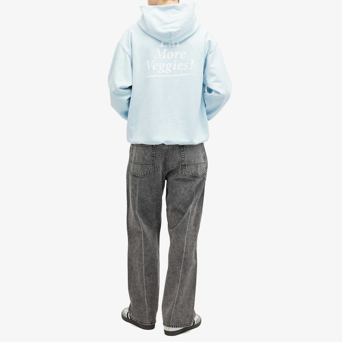 Sporty & Rich Men's Eat More Veggies Hoodie in Baby Blue/White