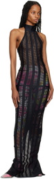 FAL-ASH Black Lasercut Maxi Dress