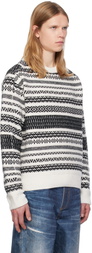 Andersson Bell White & Black Nordic Crewneck Sweater