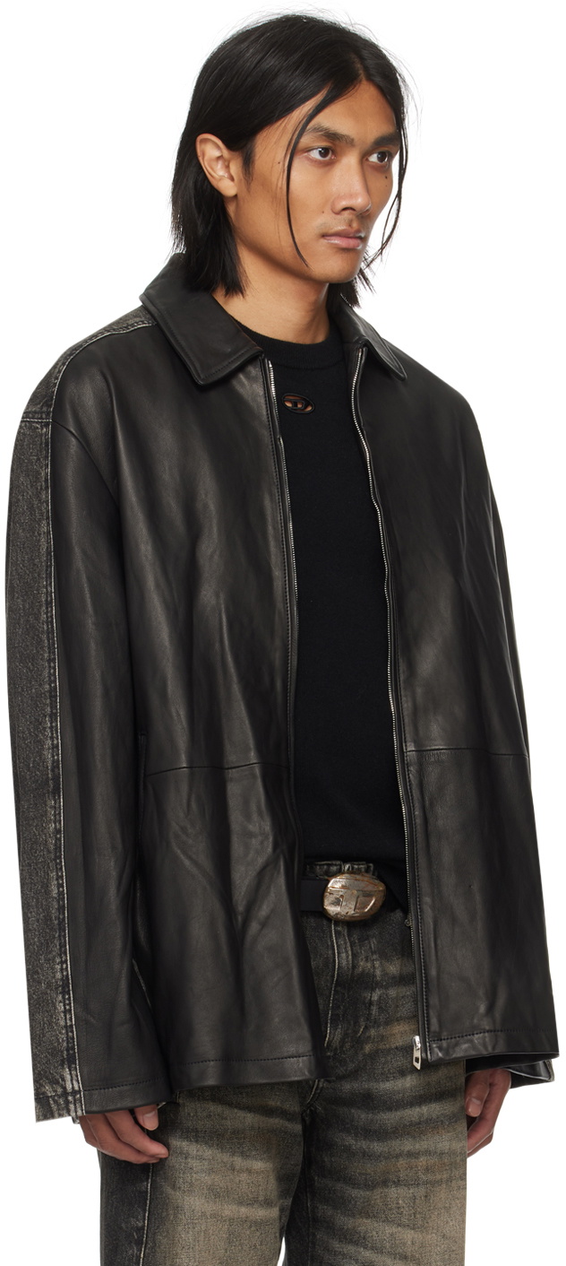Diesel Black L-Stoller Leather Jacket Diesel