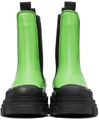 GANNI Green Leather Mid-Calf Boots