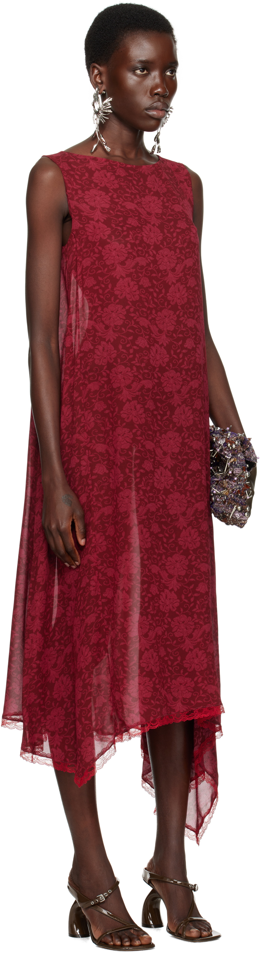 open lace back dress Slip Dress in Fuchsia