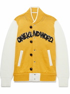 Sacai - Eric Haze Embroidered Cotton-Blend and Leather Varsity Jacket - Yellow