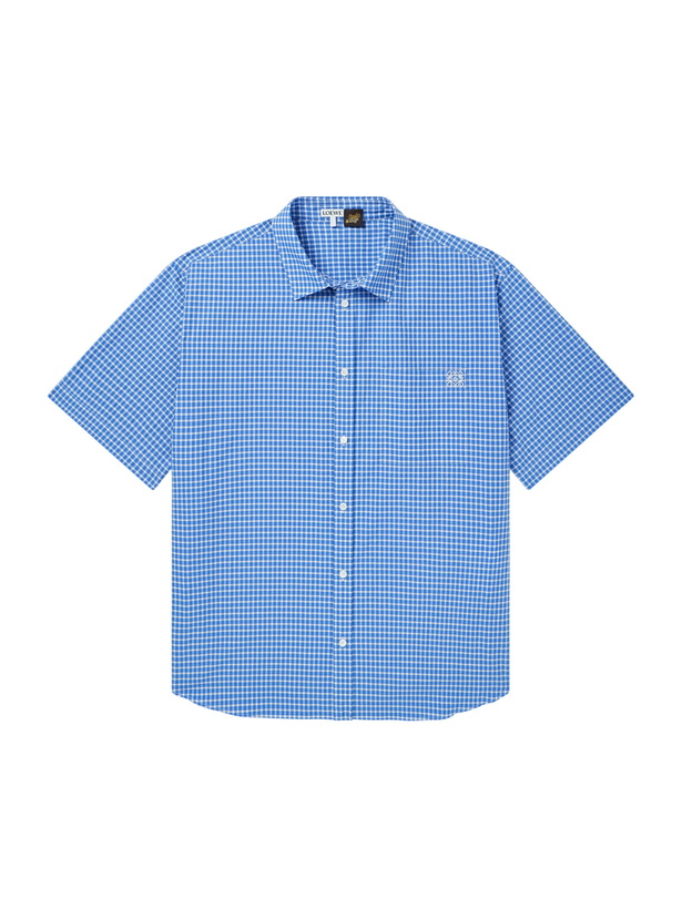 Photo: LOEWE - Paula's Ibiza Logo-Embroidered Checked Cotton-Poplin Shirt - Blue