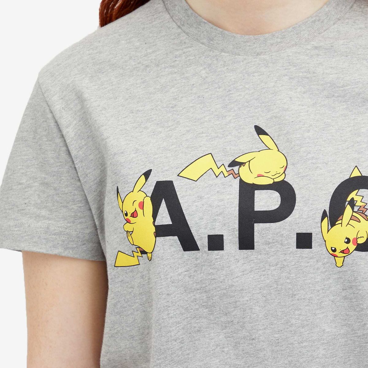 A.P.C. Women's Pokémon Pikachu T-Shirt in Plb Heathered Light Grey