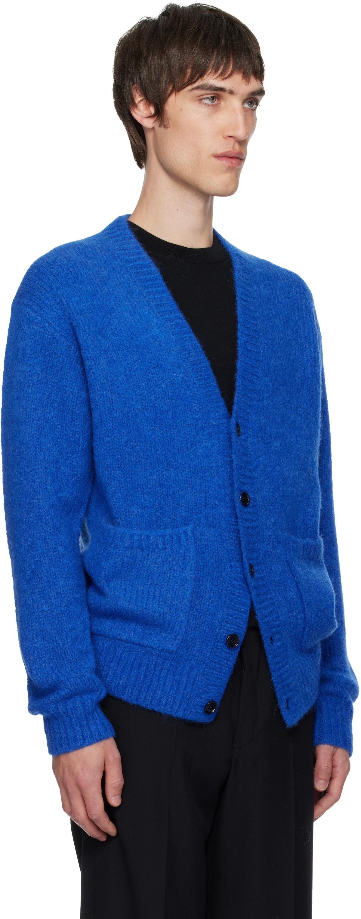 Dries Van Noten Blue Alpaca Cardigan