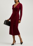 Diane Von Furstenberg Astrid Wool-blend Midi Wrap Dress Burgundy