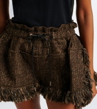 Sacai Fringed wool-blend tweed shorts