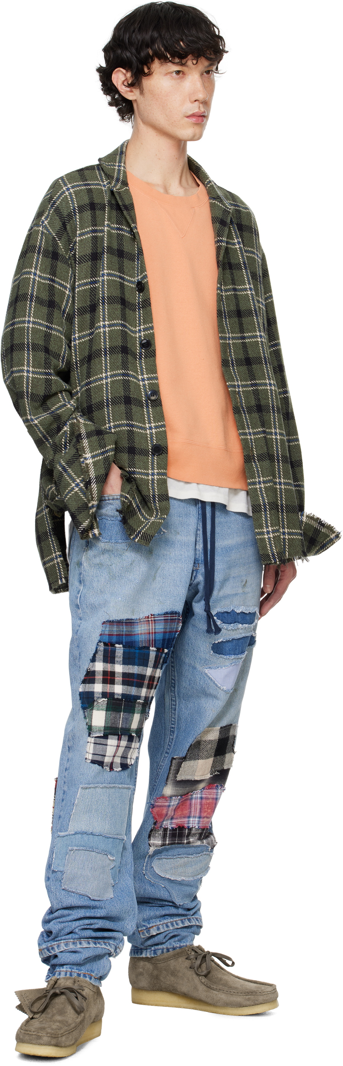 Greg Lauren Blue 34 Patchwork Denim Lounge Jeans