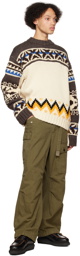 sacai Brown & Off-White Nordic Sweater