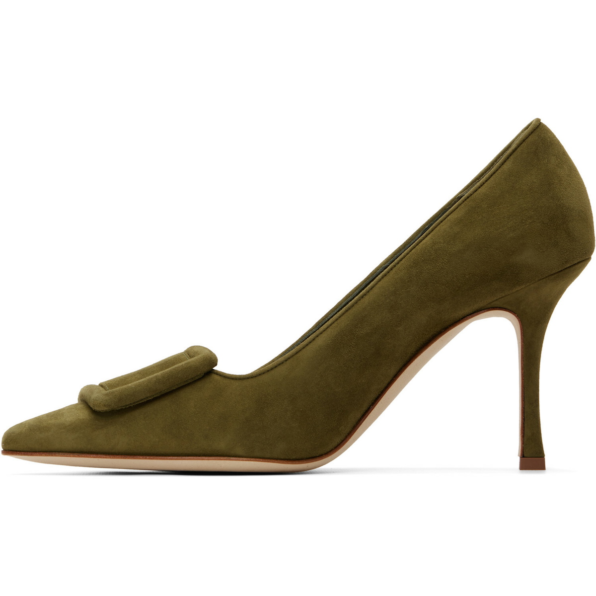 Manolo Blahnik Khaki Maysalepump 90 Heels