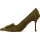 Manolo Blahnik Khaki Maysalepump 90 Heels
