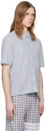 Thom Browne Blue & Gray Striped Shirt
