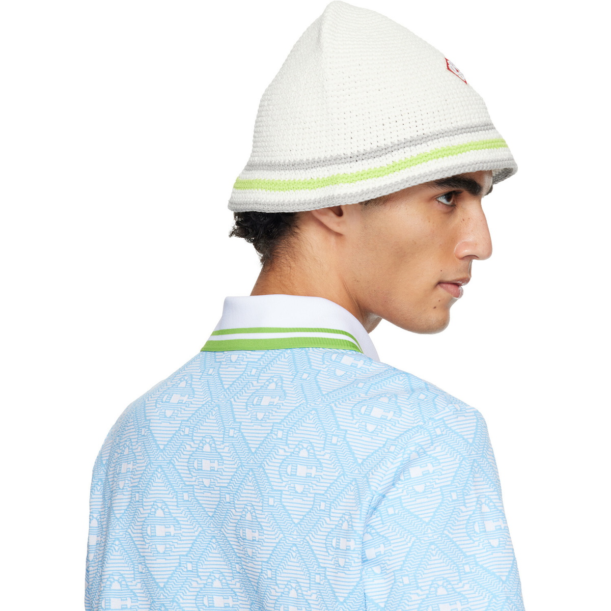 Casablanca White Stripe Crochet Bucket Hat Casablanca