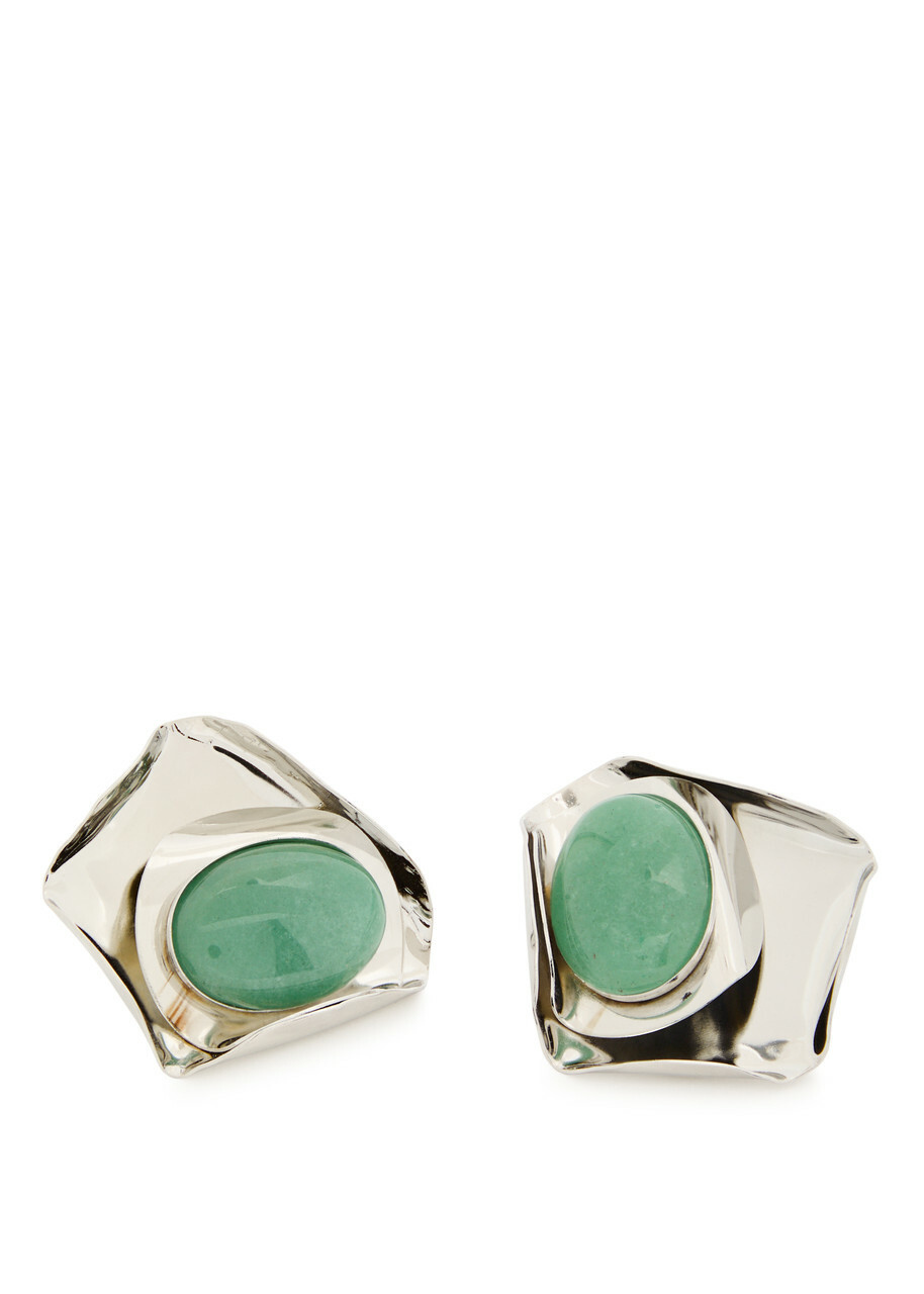 Jennifer Behr Kendall Rhodium-plated Drop Earrings - Dark Green - One Size